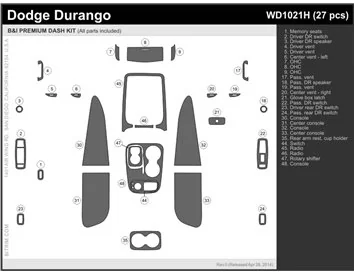 Dodge Durango 2011-UP Kit de garnitures de tableau de bord intérieur BD - 2