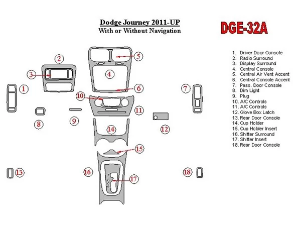 Dodge Journey 2011-UP Interior BD Dash Trim Kit
