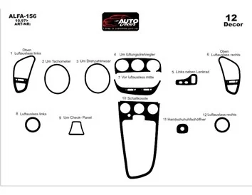 Car accessories Alfa Romeo 156 10.1997 3D Interior Dashboard Trim Kit Dash Trim Dekor 12-Parts