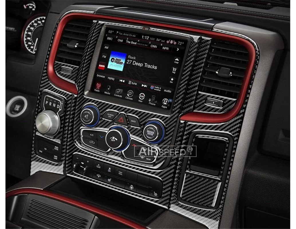 Dodge Ram 2016-2018 volledig interieur dash trim kit met touchscreen display, met voorste kuipstoelen, 65 stuks. - 1