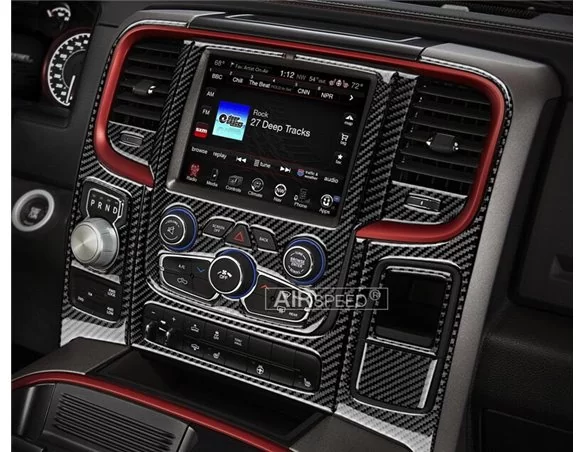 Dodge Ram 2016-2018 volledig interieur dash trim kit met touchscreen display, met voorste kuipstoelen, 65 stuks.