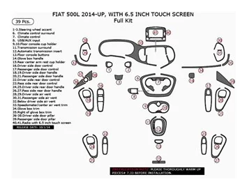 Fiat 500L 2012–2018 Kit de garniture de tableau de bord intérieur 3D Dash Trim Dekor 39-Parts