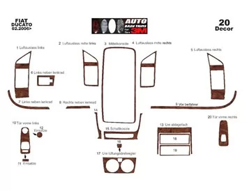 Fiat Ducato 02.2006 3D Interior Dashboard Trim Kit Dash Trim Dekor 20-Parts