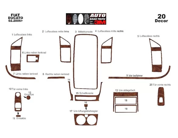 Fiat Ducato 02.2006 Inleg dashboard Interieurset aansluitend en pasgemaakt op he 20 -Teile