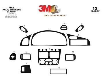 Car accessories Fiat Palio Weekend 01.98-03.02 3D Interior Dashboard Trim Kit Dash Trim Dekor 12-Parts