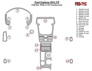 Car accessories Ford Explorer 2011-UP With sensor screen Interior BD Dash Trim Kit
