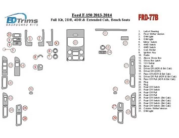 Ford F-150 2013-UP Ensemble complet, kit de garniture de tableau de bord intérieur BD pour banc de conducteur - 1