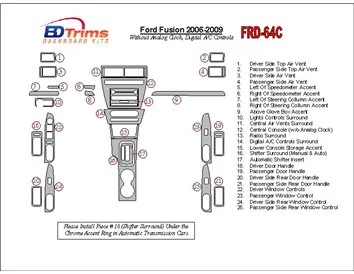 Ford Fusion 2006-2009 Met Automatische Klok, Automatische A/C Bediening Interieur BD Dash Trim Kit - 1