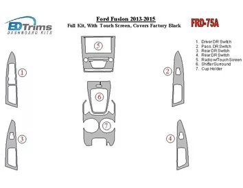 Ford Fusion 2013-UP Volledige set, met touchscreen, over OEM hoofdinterieurset Interieur BD Dash Trim Kit - 1