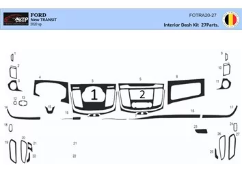 Car accessories Ford New Transit 2020 3D Interior Dashboard Trim Kit Dash Trim Dekor 27-Parts