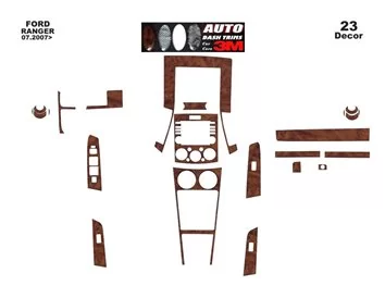 Ford Ranger Ensemble complet 07.06-12.10 Kit de garniture de tableau de bord intérieur 3D Garniture de tableau de bord Dekor 23 