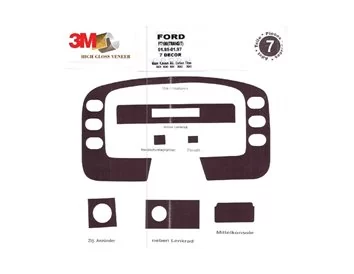 Ford Transit 01.95-04.97 Kit de garniture de tableau de bord intérieur 3D Dash Trim Dekor 7-Parts