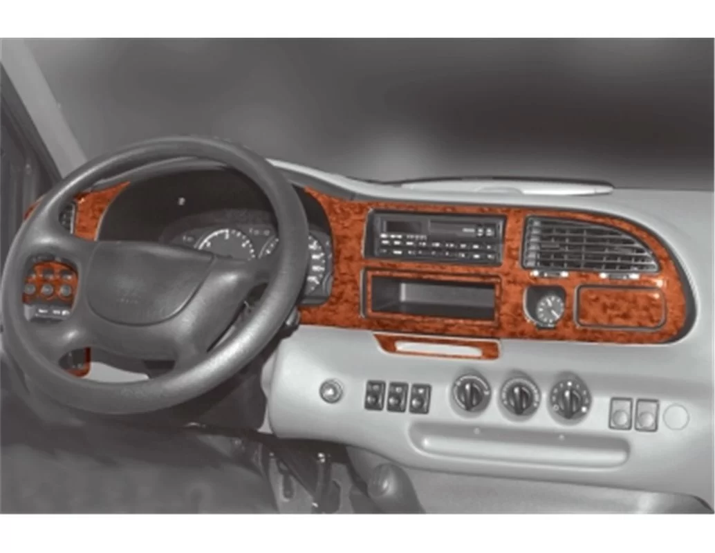 Ford Transit 05.97-03.00 Kit de garniture de tableau de bord intérieur 3D Dash Trim Dekor 8-Parts - 1