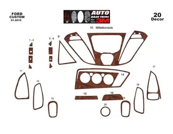 Car accessories Ford Transit Custom 01.2014 3D Interior Dashboard Trim Kit Dash Trim Dekor 22-Parts