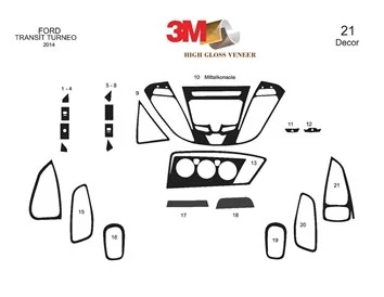 Ford Transit Custom Torneo 01.2014 Kit de garniture de tableau de bord intérieur 3D Dash Trim Dekor 23-Parts