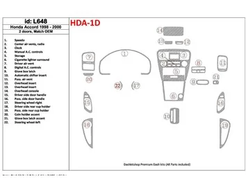 Car accessories Honda Accord 1998-2000 2 Doors, Mtach OEM, 22 Parts set Interior BD Dash Trim Kit