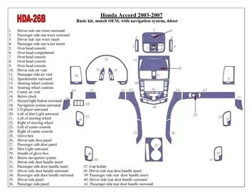 Car accessories Honda Accord 2003-2007 Basic Set, OEM Compliance, With NAVI system, 4 Doors Interior BD Dash Trim Kit