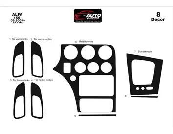Car accessories Alfa Romeo 159 09.2005 3D Interior Dashboard Trim Kit Dash Trim Dekor 8-Parts