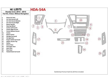 Car accessories Honda Civic 2013-UP Full Set, 4 Doors, Without NAVI Interior BD Dash Trim Kit