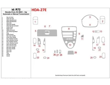 Kit de garniture de tableau de bord BD pour Honda Civic SI 2002-UP Modèle SI - 1
