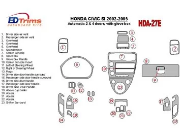 Kit de garniture de tableau de bord BD pour Honda Civic SI 2002-UP Modèle SI - 2