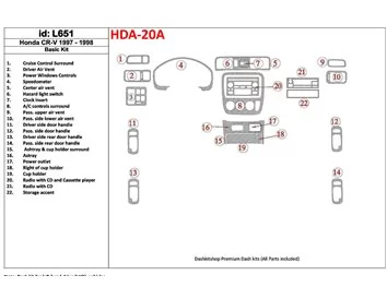 Car accessories Honda CR-V 1997-1998 Basic Set, 22 Pieces, Interior BD Dash Trim Kit