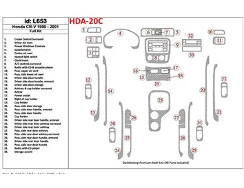 Honda CR-V 1999-2001 Volledige set, 33-delige set Interieur BD Dash Trim Kit - 1