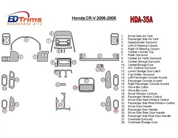 Honda CR-V 2005-2006 Ensemble complet de garnitures de tableau de bord intérieur BD - 2