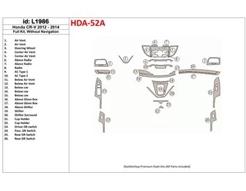Car accessories Honda CR-V 2012-UP Without NAVI Interior BD Dash Trim Kit
