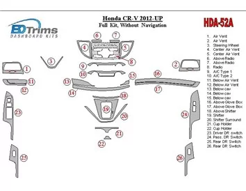 Honda CR-V 2012-UP Sans NAVI Intérieur BD Dash Trim Kit