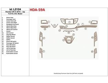 Ensemble complet Honda CR-V 2015-UP, kit de garniture de tableau de bord BD intérieur modèle EXL - 1