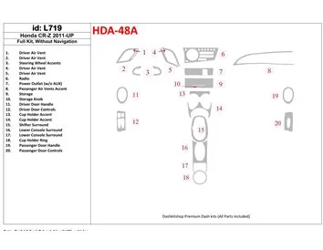 Honda CR-Z 2011-UP Ensemble complet sans kit de garniture de tableau de bord intérieur NAVI BD - 1