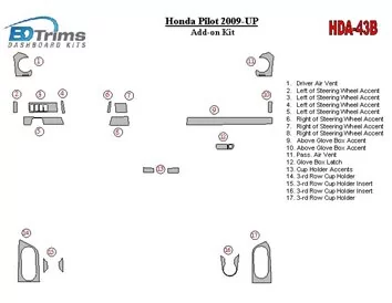 Car accessories Honda Pilot 2009-UP additional kit Interior BD Dash Trim Kit
