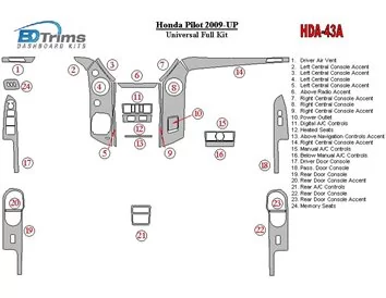 Car accessories Honda Pilot 2009-UP Universal Full Set Interior BD Dash Trim Kit