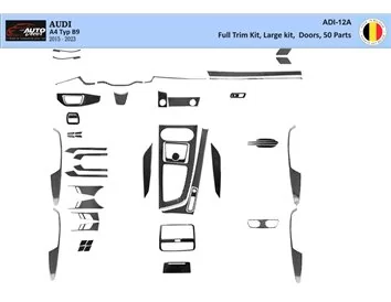 Car accessories Audi A4 B9 Typ 8W 2015-2023 3D Interior Dashboard Trim Kit Dash Trim Dekor 50-Parts