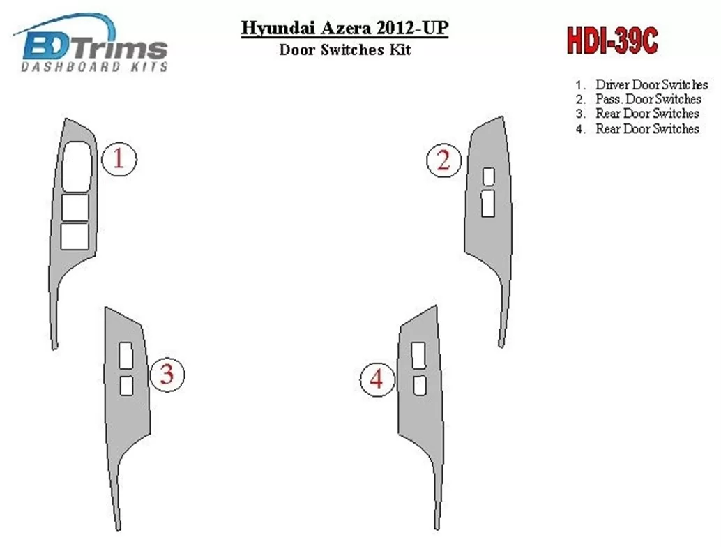 Hyundai Azera 2012-UP Raambediening Interieur BD Dash Trim Kit - 1