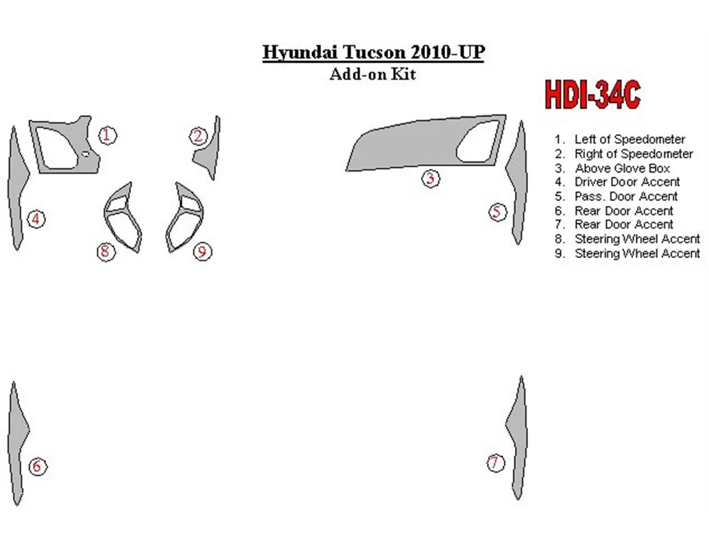 Hyundai ix35 2010-UP aanvullende kit Interieur BD Dash Trim Kit - 1
