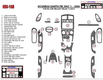 Ensemble complet Hyundai Santa Fe 2002-2004, avec boîte de vitesses manuelle, climatisation, ensemble de 28 pièces Kit de garnit