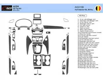 Car accessories Audi Q3 ab 2015 3D Interior Dashboard Trim Kit Dash Trim Dekor 49-Parts