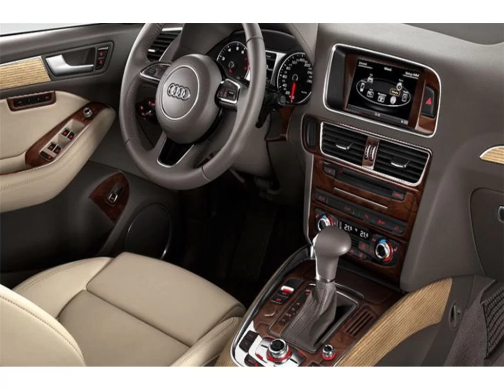 Car accessories Audi Q5 2009-2017 3D Interior Dashboard Trim Kit Dash Trim Dekor 42-Parts