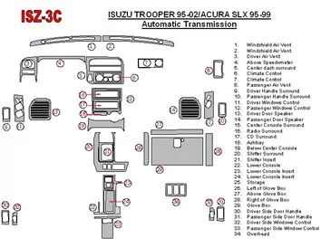 Isuzu Trooper 1995-2002 Ensemble complet, kit de garniture de tableau de bord intérieur BD à engrenage automatique - 1