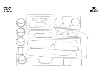 Iveco Daily 2010-2014 Kit de garniture de tableau de bord intérieur 3D Dash Trim Dekor 30-Parts - 2