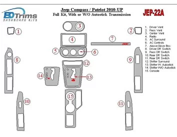Jeep Compass/Patriot 2009-UP Interieur BD Dash Trim Kit