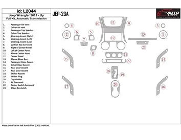 Jeep Wrangler 2011-UP Kit de garnitures de tableau de bord intérieur BD pour boîte de vitesses automatique - 1