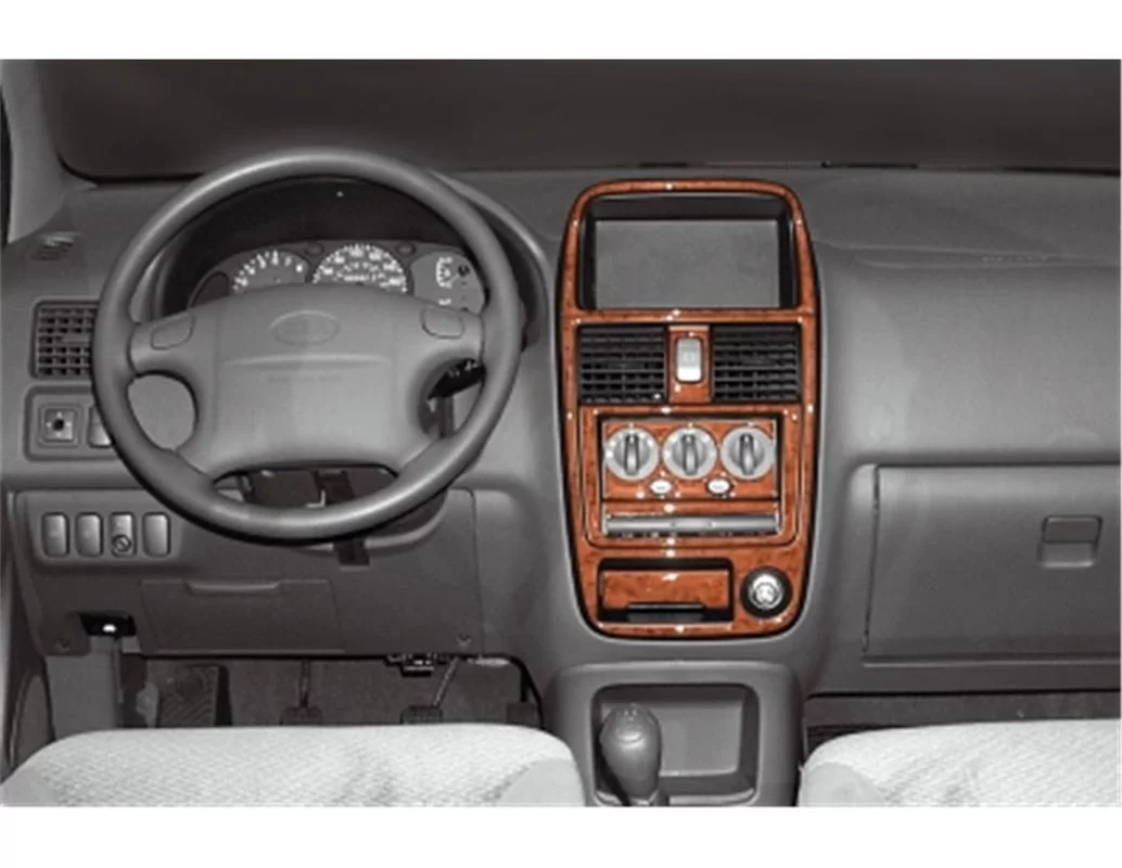 Kia Carens 10.00-06.02 Kit de garniture de tableau de bord intérieur 3D Dash Trim Dekor 7-Parts - 1