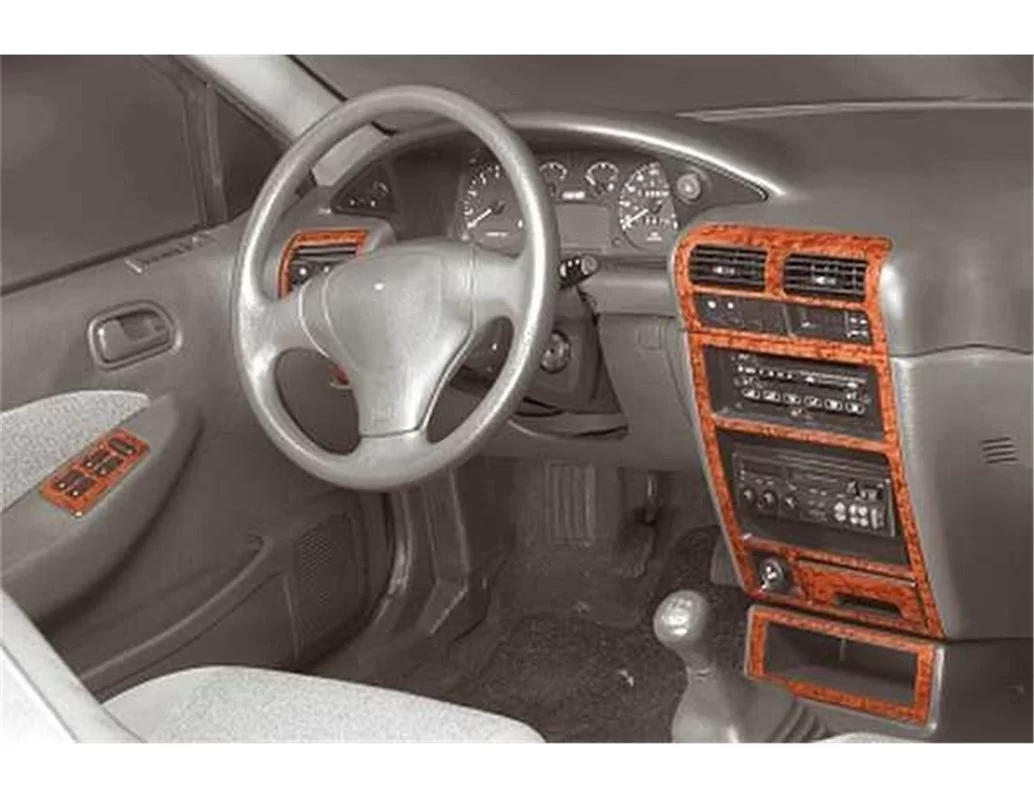 Kia Sephia 09.93-05.95 Kit de garniture de tableau de bord intérieur 3D Dash Trim Dekor 12-Parts - 1