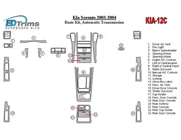 KIA Sorento 2003-2004 Basic Set, Automatic Gear Interior BD Dash Trim Kit - 1