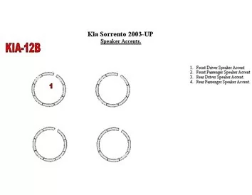 KIA Sorento 2003-UP Haut-parleur Accents Intérieur BD Dash Trim Kit - 1