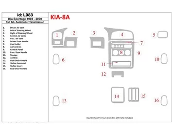Kia Sportage 1998-2000 Volledige set, automatische versnellingsbak Interieur BD Dash Trim Kit - 1