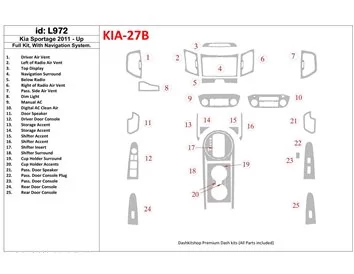 KIA Sportage 2011-UP Ensemble complet, avec système NAVI Intérieur BD Dash Trim Kit - 1